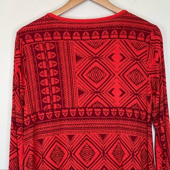 Soft Surroundings Kalahari red embroidered V neck long sleeve tunic top boho M - Picture 4 of 8